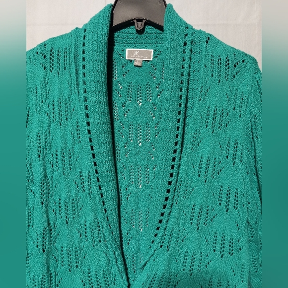 JM Collection EUC Green Cardigan, 3/4 Sleeves, - Picture 3 of 7